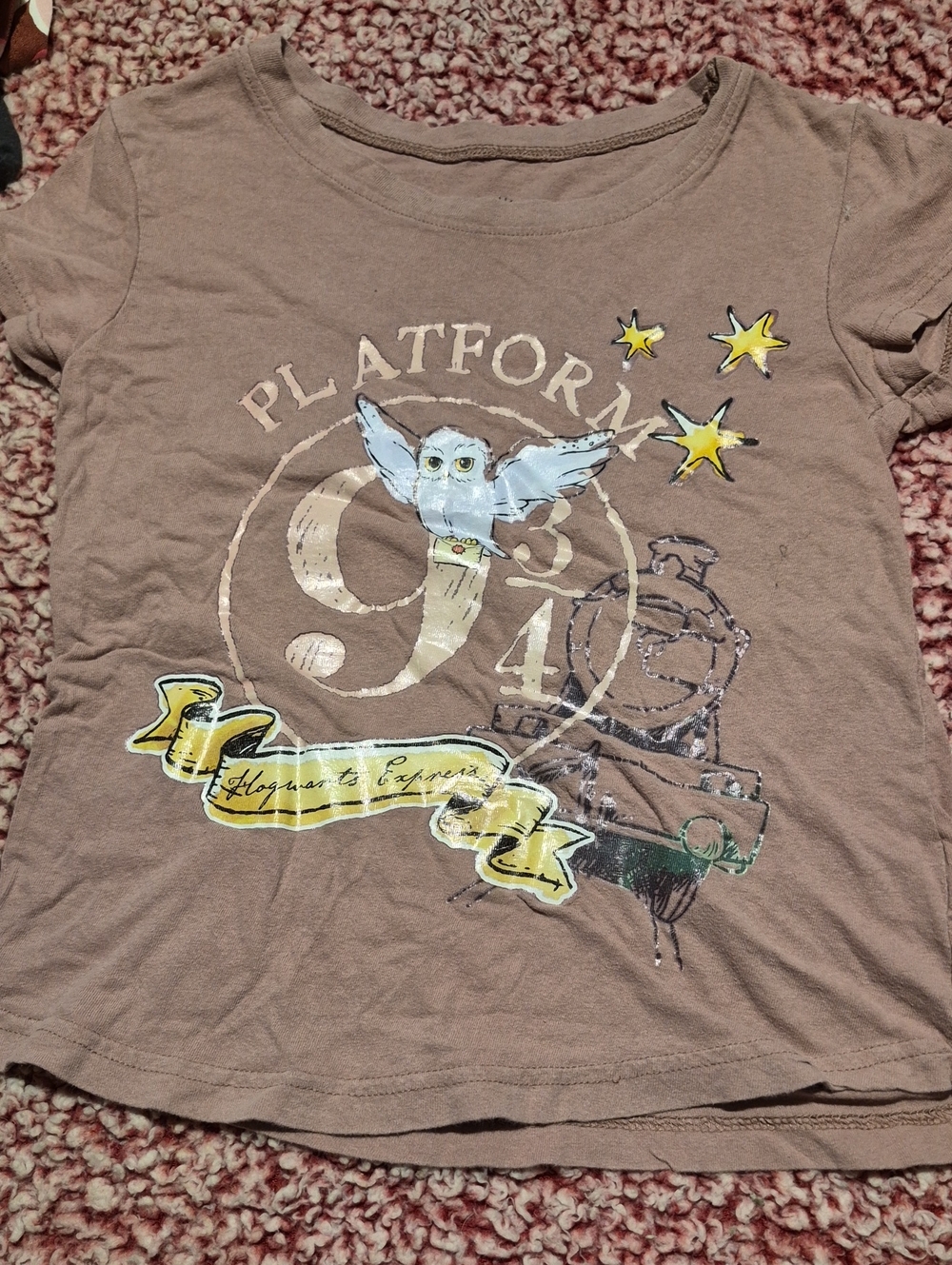 Girls' Taupe Platform 9 3/4 Owl Graphic Tee